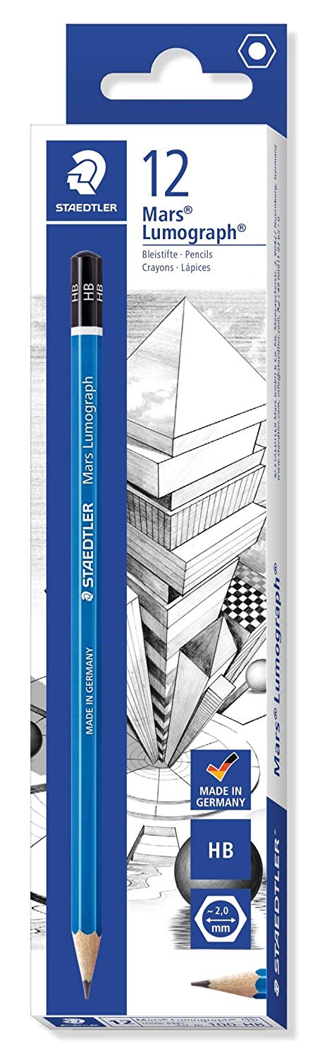  Staedtler Mars Lumograph 6B Graphite Art Drawing Pencil, Soft,  Break-Resistant Bonded Lead, 12 Pack, 100-6B, Grey : Office Products