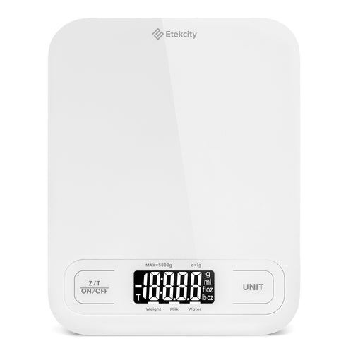 Etekcity Luminary 22lb Food Kitchen Digital Scale for Weight Loss, Ipx6 Waterproof, Rechargeable, Ounces and Grams for Cooking Baking, 0.05oz/1g