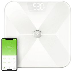 iHome Digital Step-On Bathroom Scale - iHome High Precision Body Weight  Scale - 400 lbs, Battery Powered with LED Display - Batteries Included  -Great for Home Gym (White)