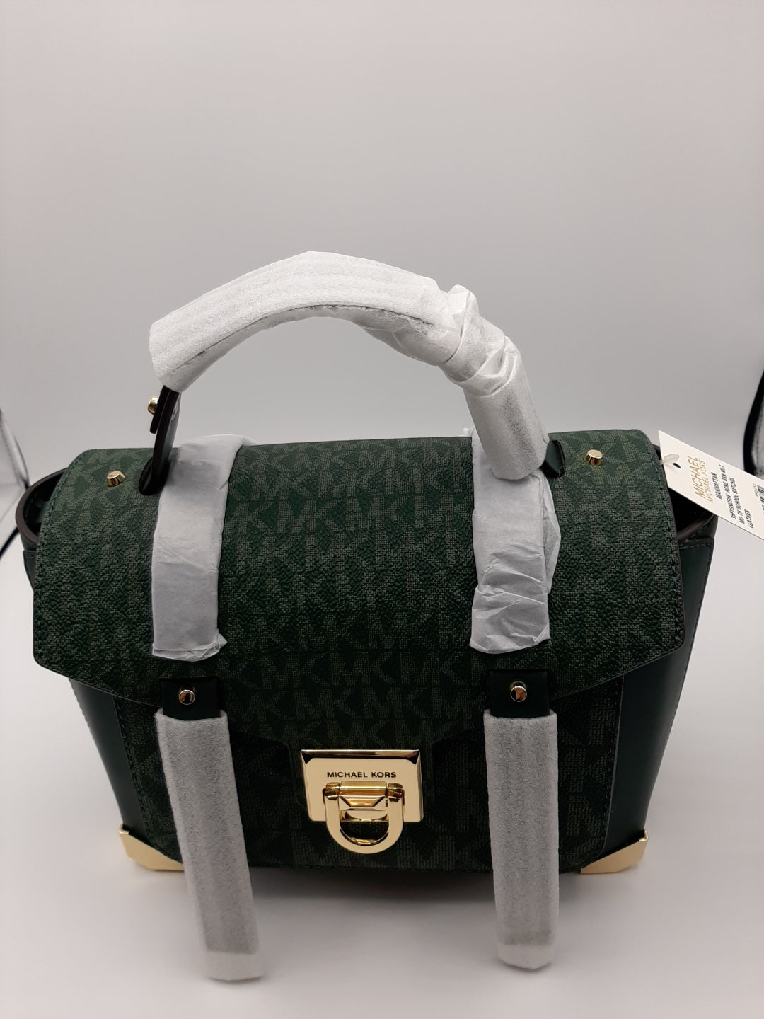 Michael Kors Manhattan Medium Top Handle School Satchel Bag-Racing Green  Multi 