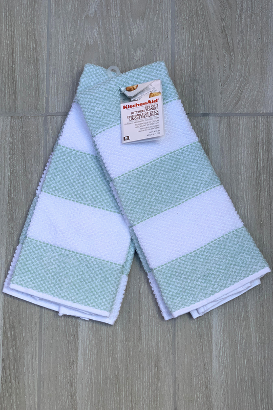 New KitchenAid Tea-Towels x2 Blue-Green with white Squares – Wild