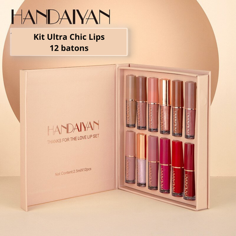 Batom Matte Ultra Chic Lips Handaiyan - Kit com 12 batons e embalagem box - Site Calanto