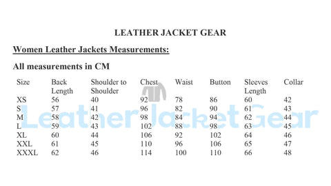 Damen Lederjacke Größentabelle