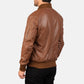 Classic Brown leather Bomber Jacket-3