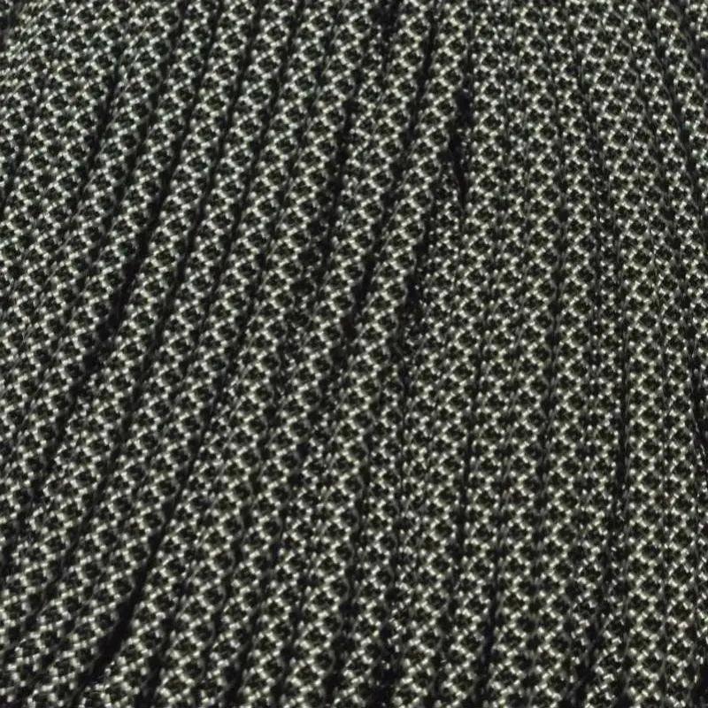 550 Paracord Silver Gray with Black Diamonds Made in the USA Nylon/Nylon (100 ft)
