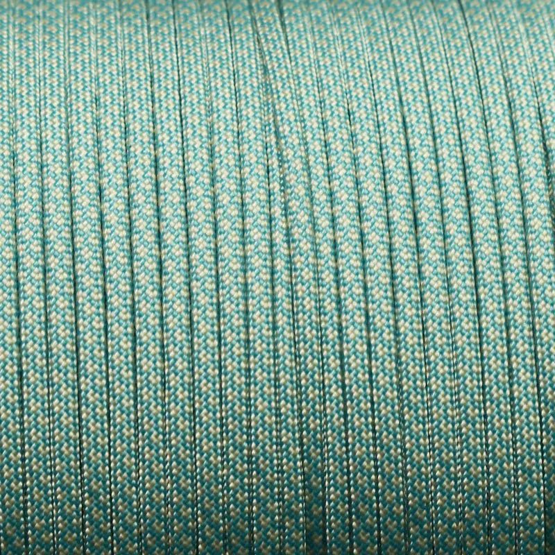 550 Paracord Turquoise with Cream Diamonds Made in the USA Nylon/Nylon (100 ft)