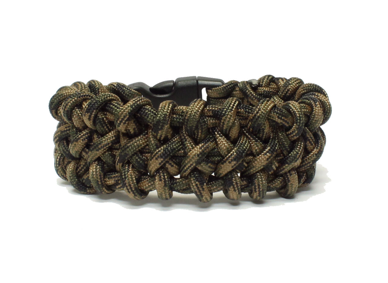 Black Paracord Fishtail Bracelet with Coyote Center Stitch. 7.50 / Plastic Buckle - Included