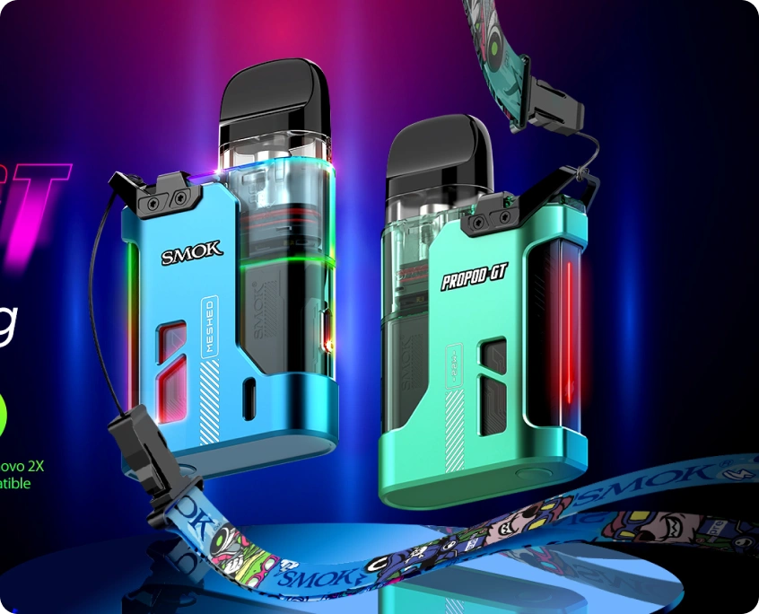 Multiple transparent and colored Aspire GOTEK II vaping devices displayed on a light blue surface.