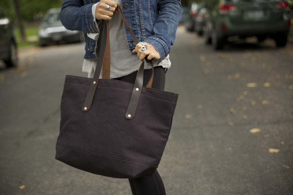 Walnut Brown Canvas Tote / Leather Handles – August Fischer Makers
