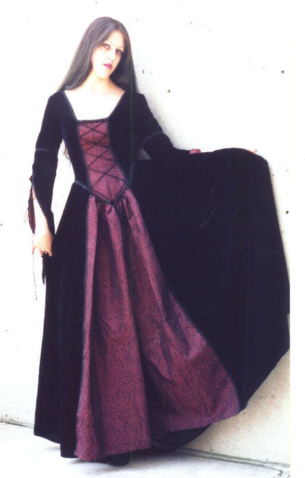 brocade and velvet dress