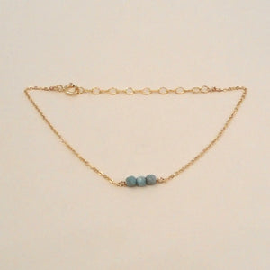 Turquoise Three Bead Gold Filled Bracelet - Indy Jo