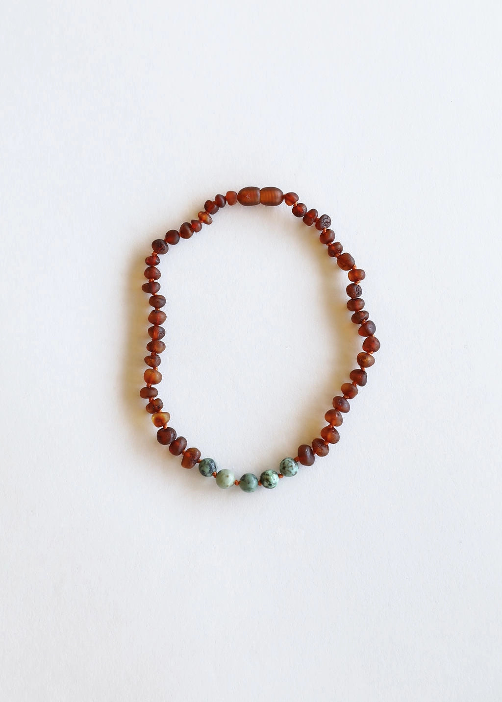 Raw Cognac Amber + Turquoise Jasper Necklace