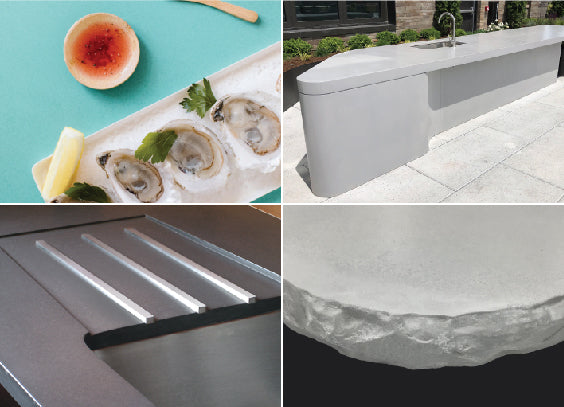 Customized countertop possibilities from colors to rustic edges.