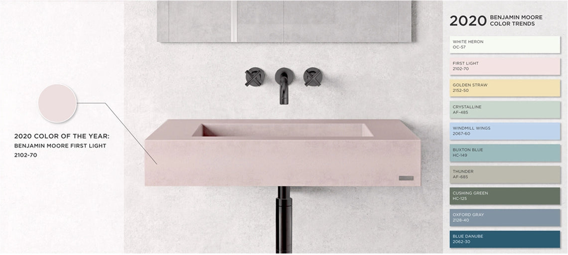 Concrete sink in pink in the bathroom.