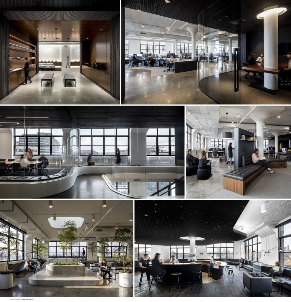 Collage of the spaces at Squarespace with lots of concrete.