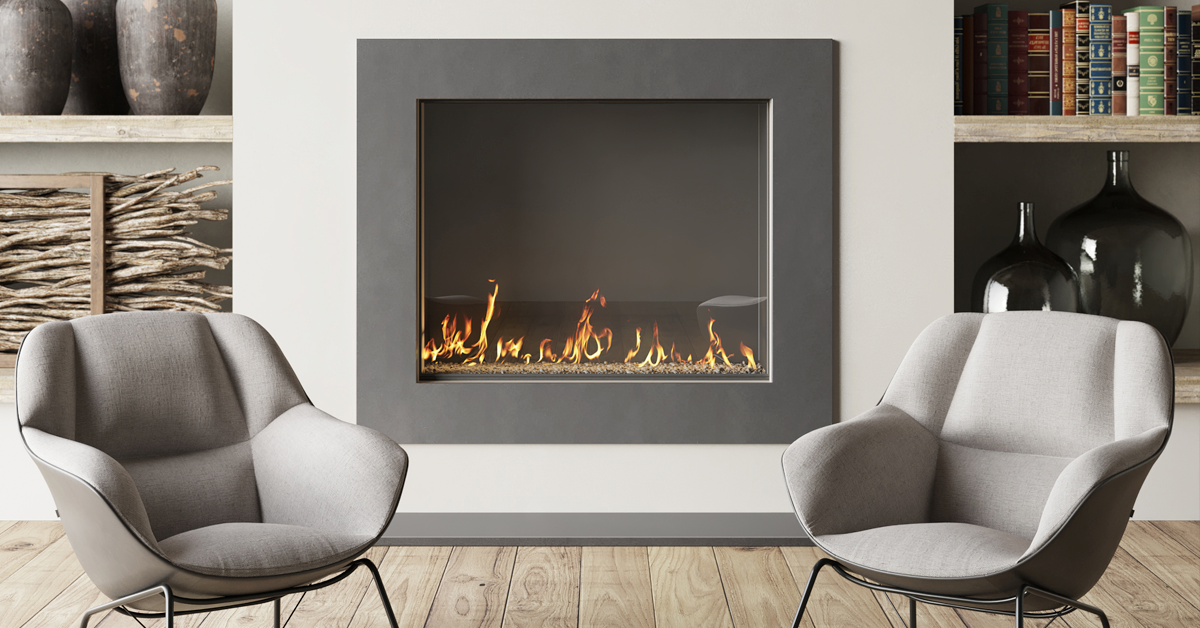 Modern concrete fireplace