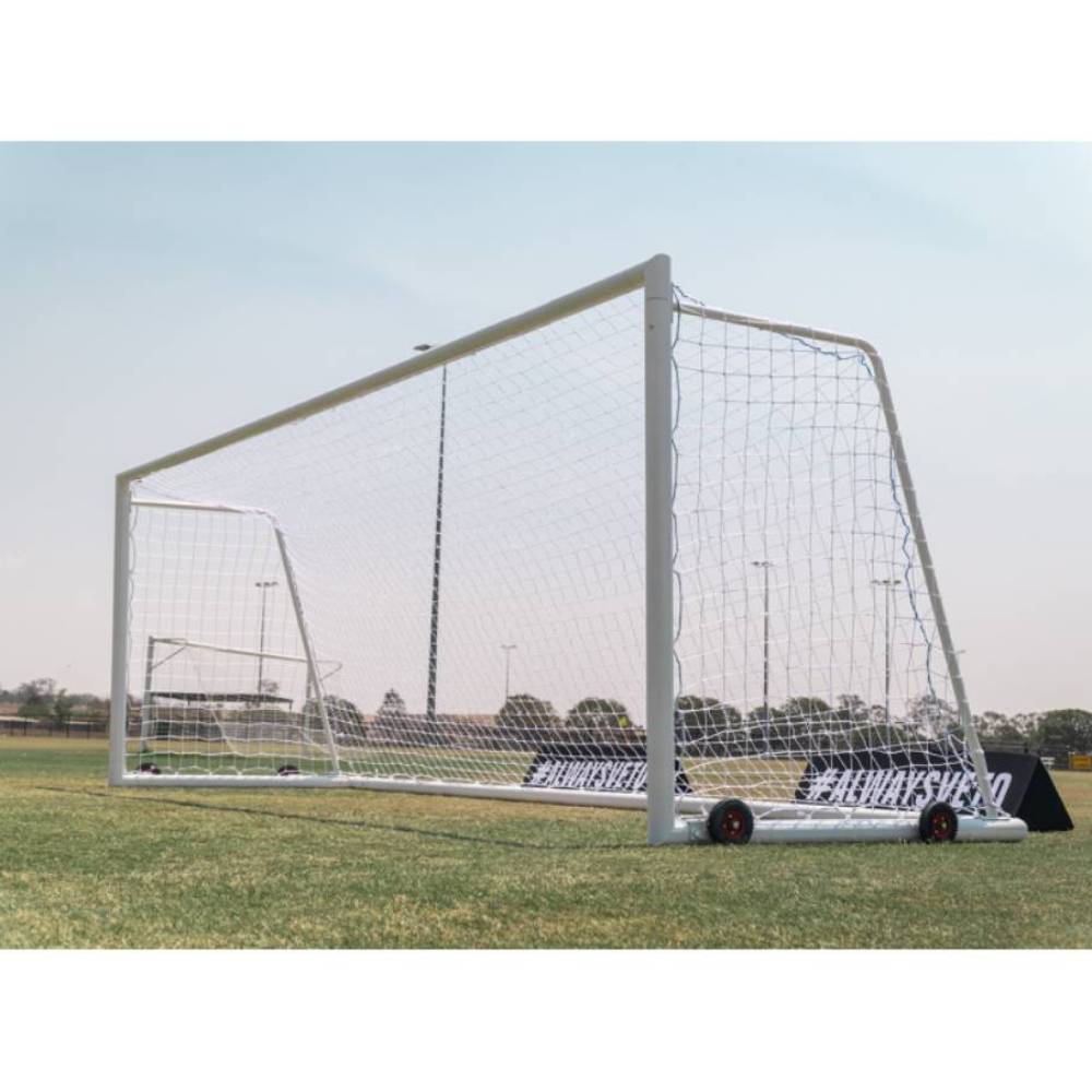 Veto Portable Aluminium Full Size Soccer Goal with Wheels Front View