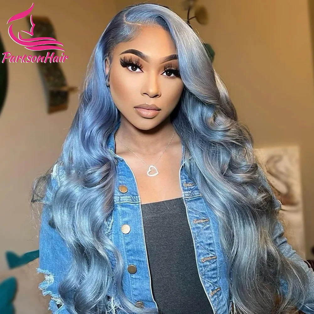 Lace Front Pre-Plucked Body Wave Silver Grey Brazilian Human Hair Wigs