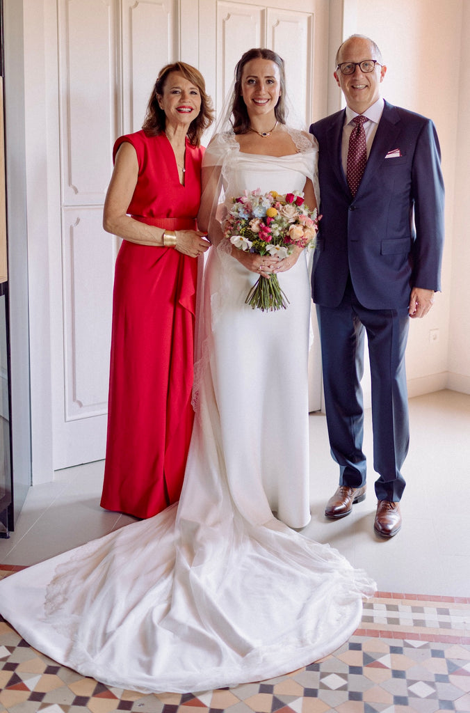 bride with mother and father