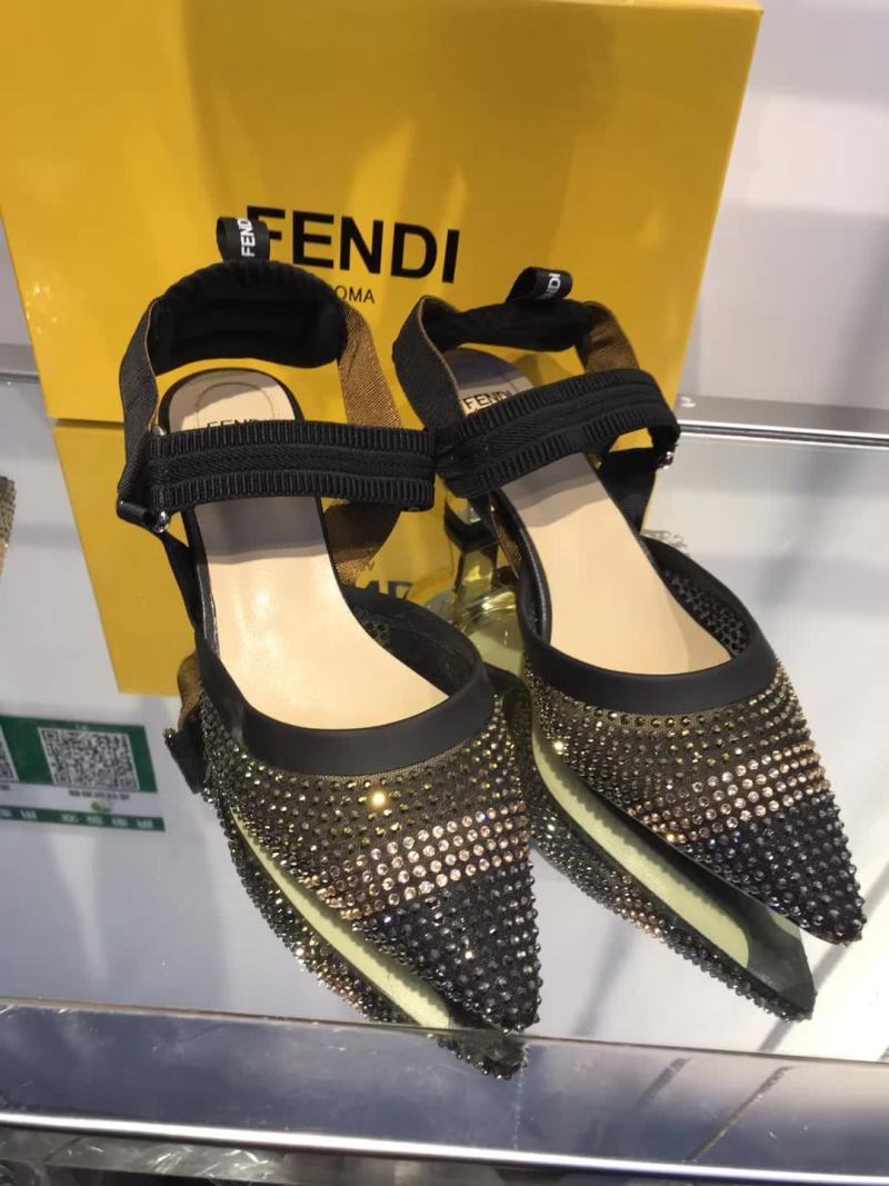 Fendi Fashion Trending Leather Women High Heels Shoes Women Sandals Heel