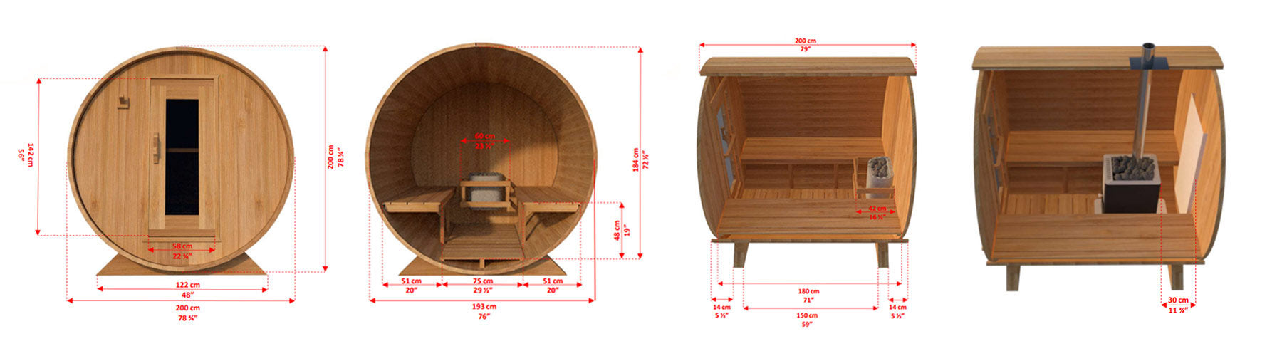 Harmony Barrel Sauna Product Mockup product mockup of harmony barrel sauna with dimensions