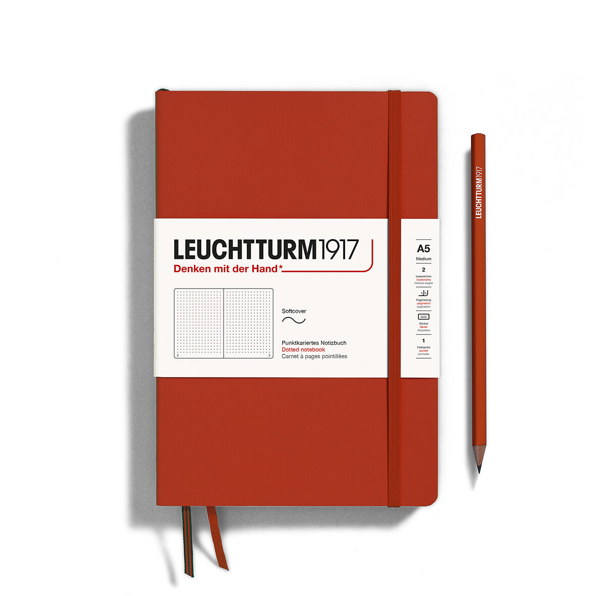 LEUCHTTURM1917 Notebook Softcover Medium (A5), 123 pages, Dotted - Fox Red