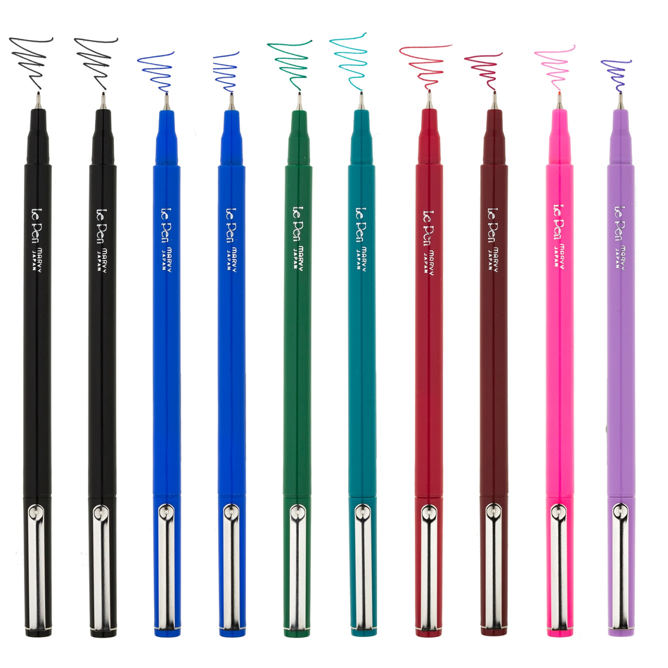 Le Pen Fine Felt Tip Marker Set - Bright Color Collection (10 Pieces) –  Flax Pen to Paper