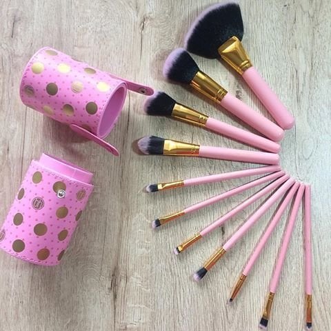 BH Cosmetics Pink-A-Dot Brush Set - 12 Pieces 