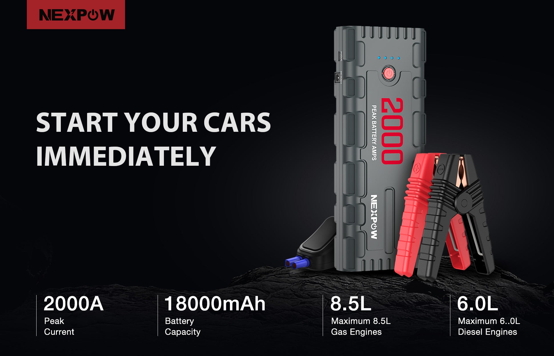 NEXPOW G17 2000A Peak 18000mAh Jump Starter