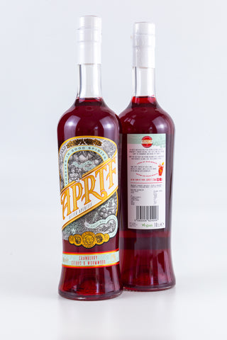 Two bottles of APRTF Aperitif pictured back to back against a white background for use in an alcohol free Christmas fizz
