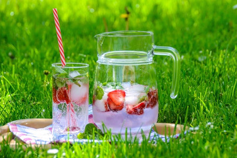 Springtime non-alcoholic drink with fresh fruits