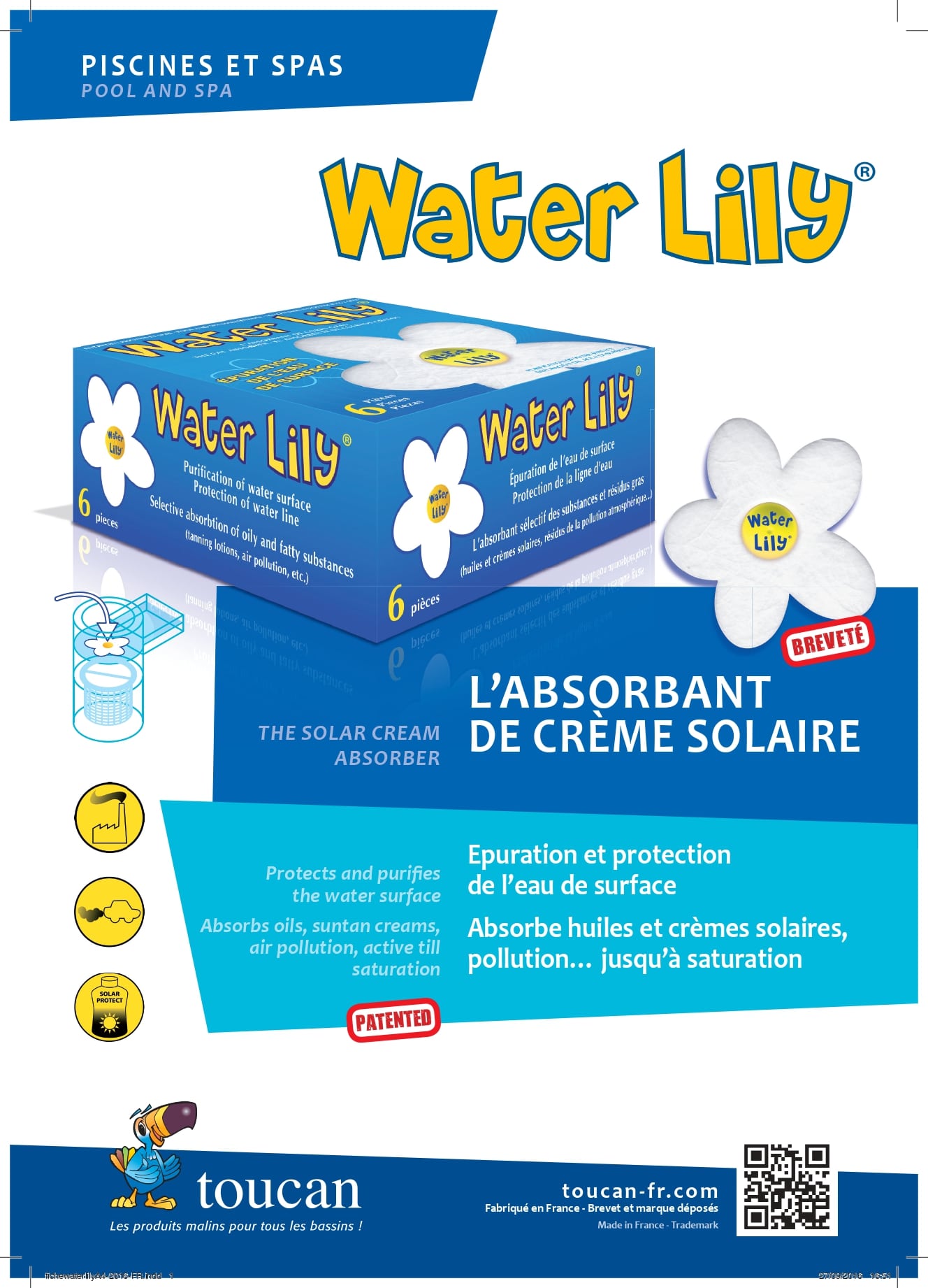 Fiche technique Absorbant résidus Waterlily (boîte de 6 pièces)