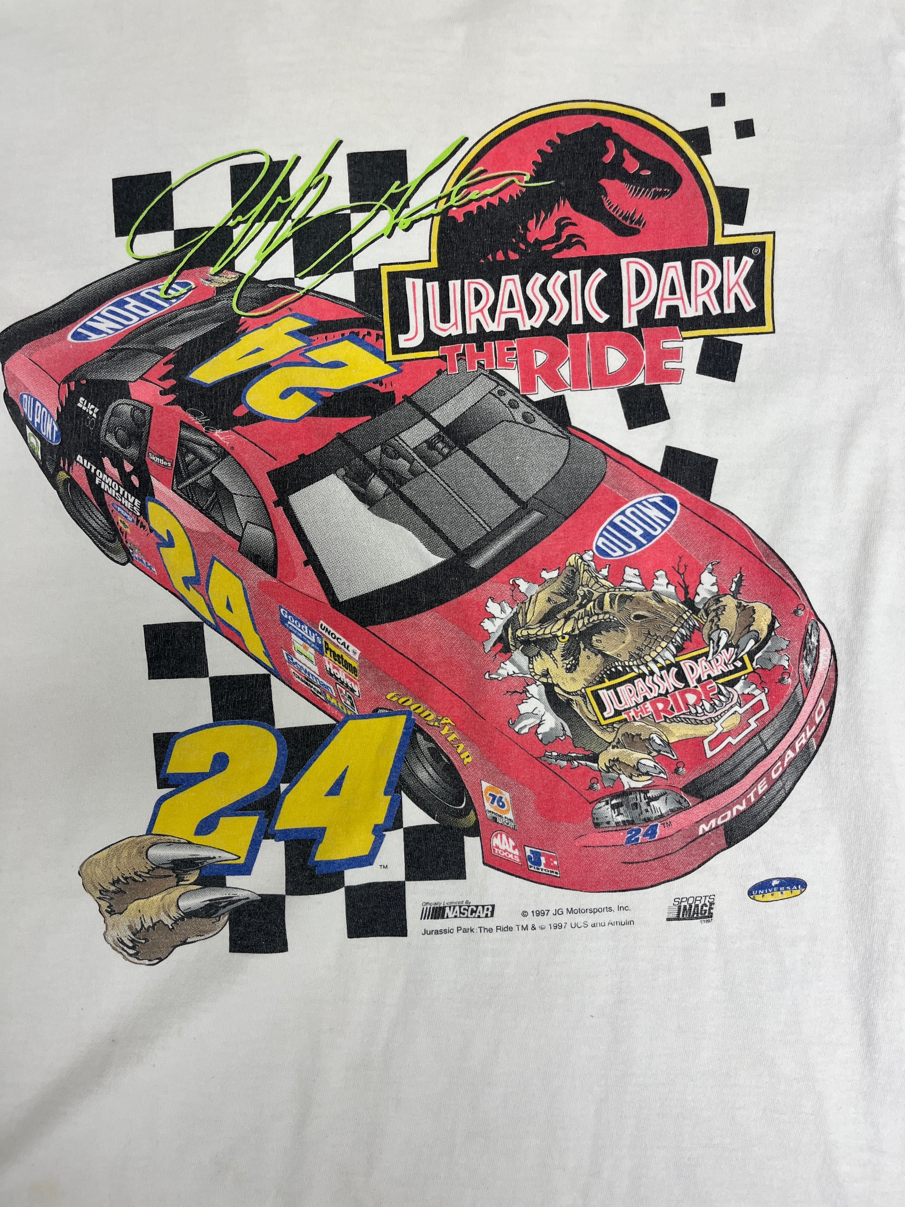 Jurassic park nascar レーシングtシャツ melodiapet.com.br