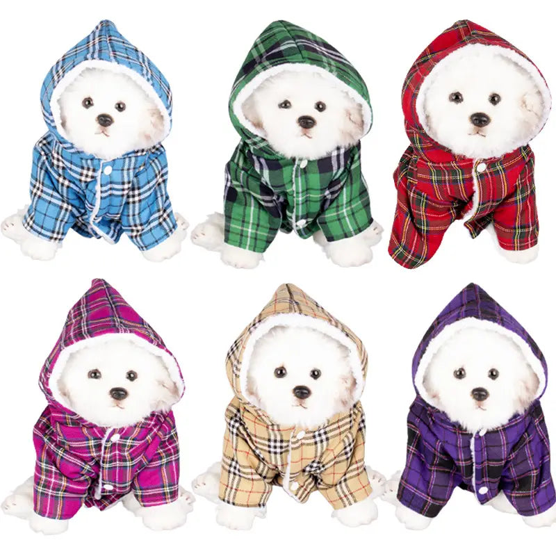 Plaid Hooded Pet Sweater