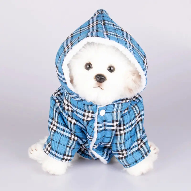 Plaid Hooded Pet Sweater