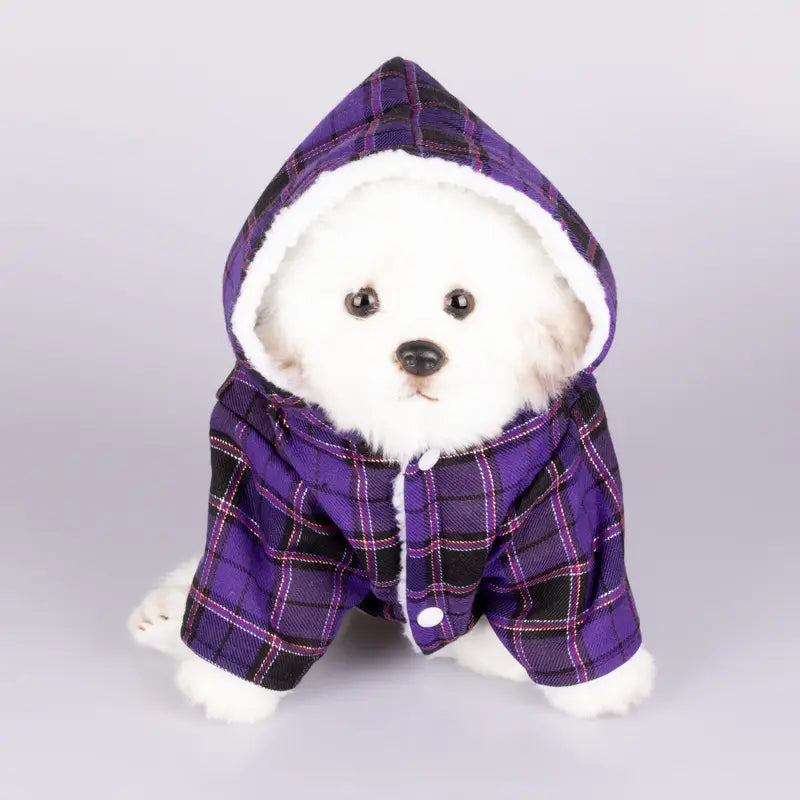 Plaid Hooded Pet Sweater