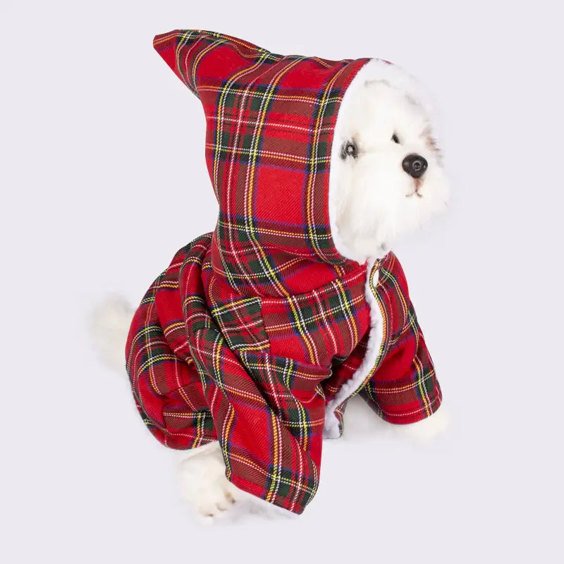 Plaid Hooded Pet Sweater