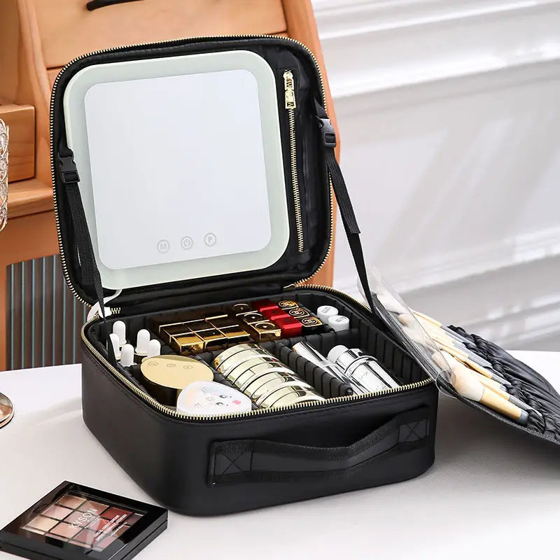 LED Makeup Storage Bag with Mirror