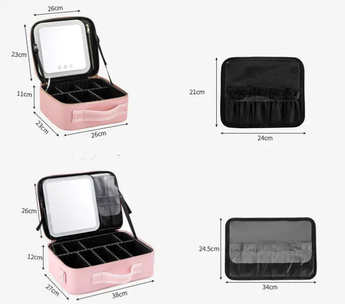 LED Makeup Storage Bag with Mirror