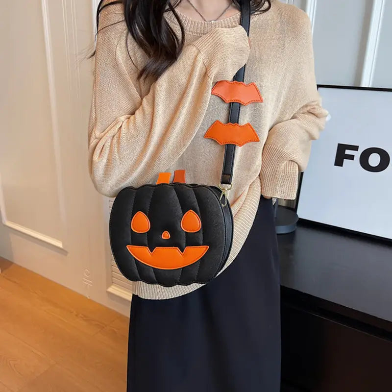 2023 Halloween Bags Funny Pumpkin Cartoon Shoulder Crossbody Bag With Bat