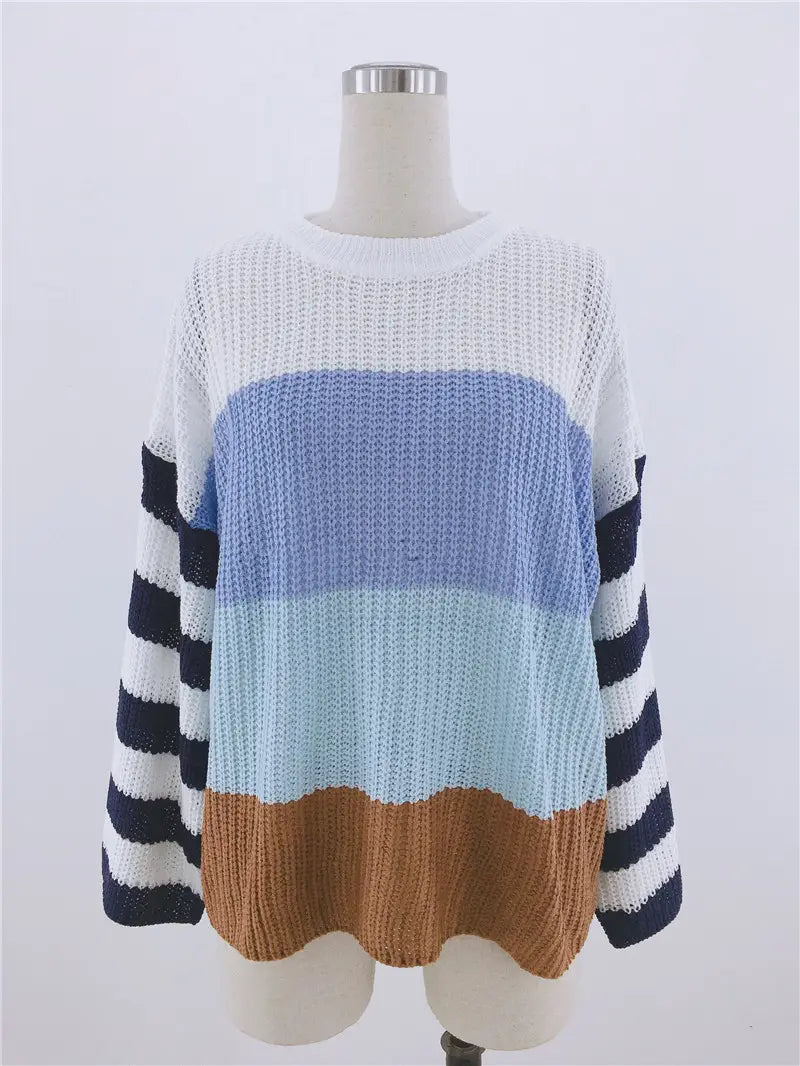 Color Stitching Loose Women’s Sweater