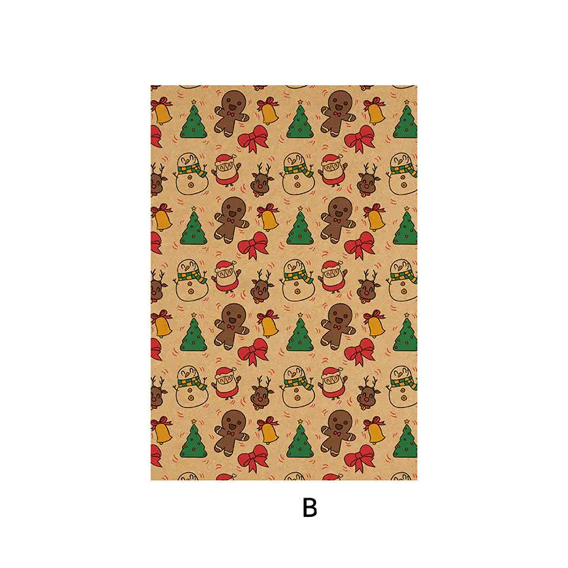 Christmas Flowers Kraft Wrapping Paper