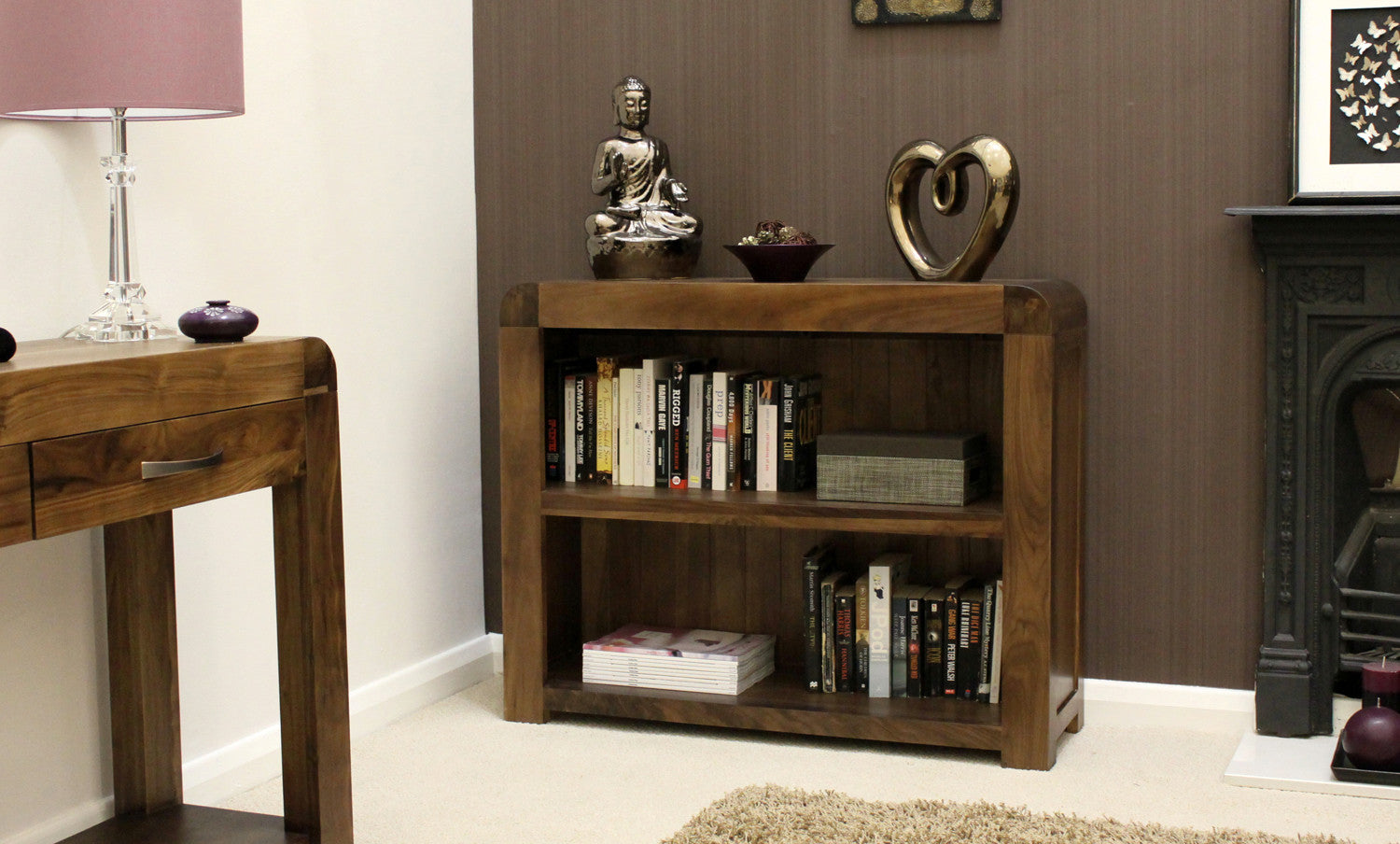 Shiro Walnut Low Bookcase Signature Hardwood