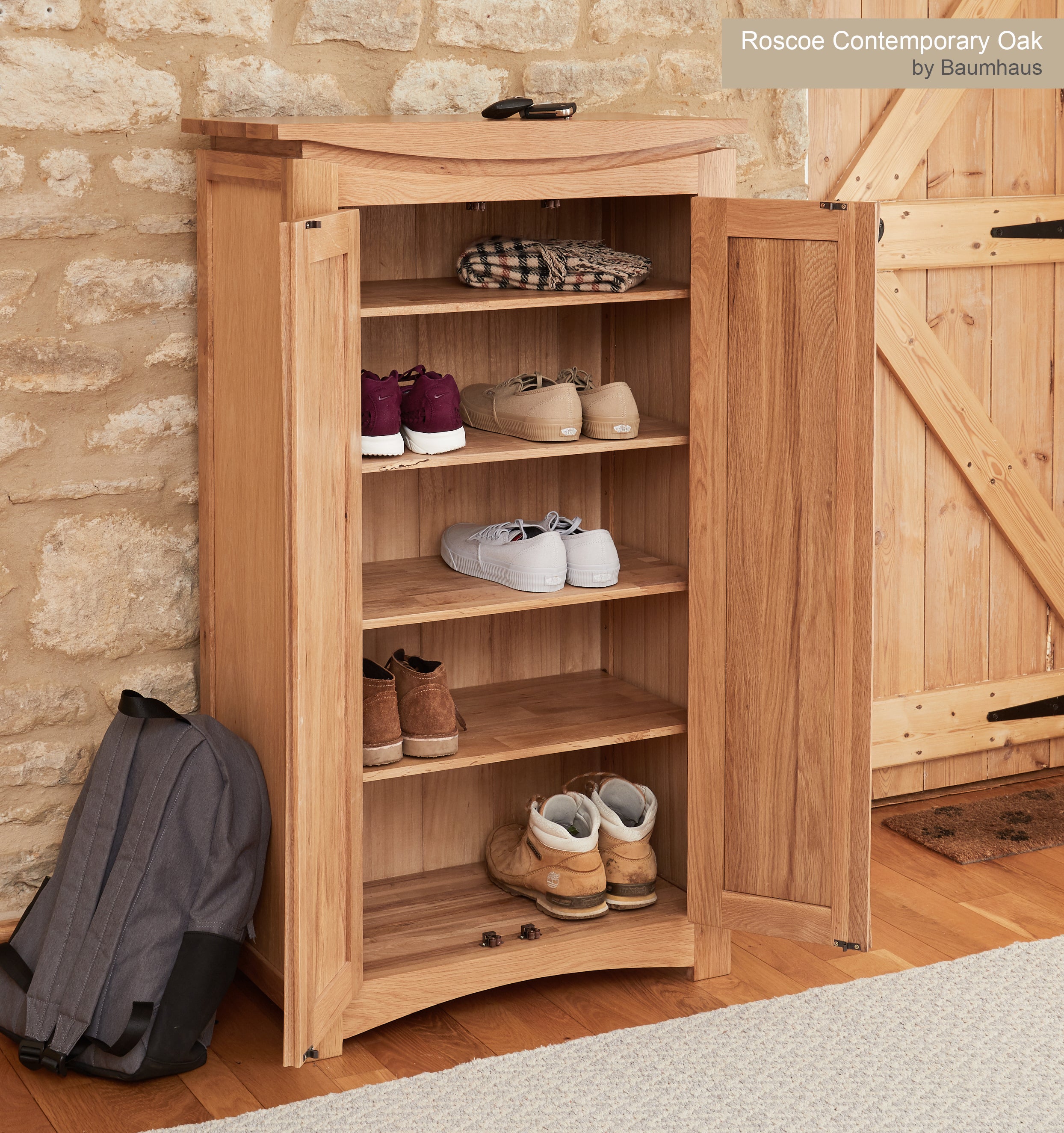 oak shoe storage cabinet