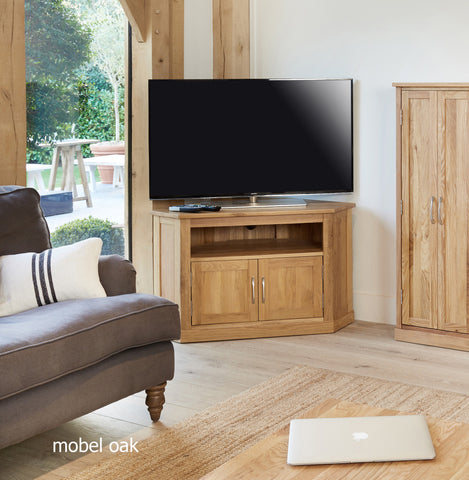 Mobel Oak Corner Television Cabinet Signature Hardwood