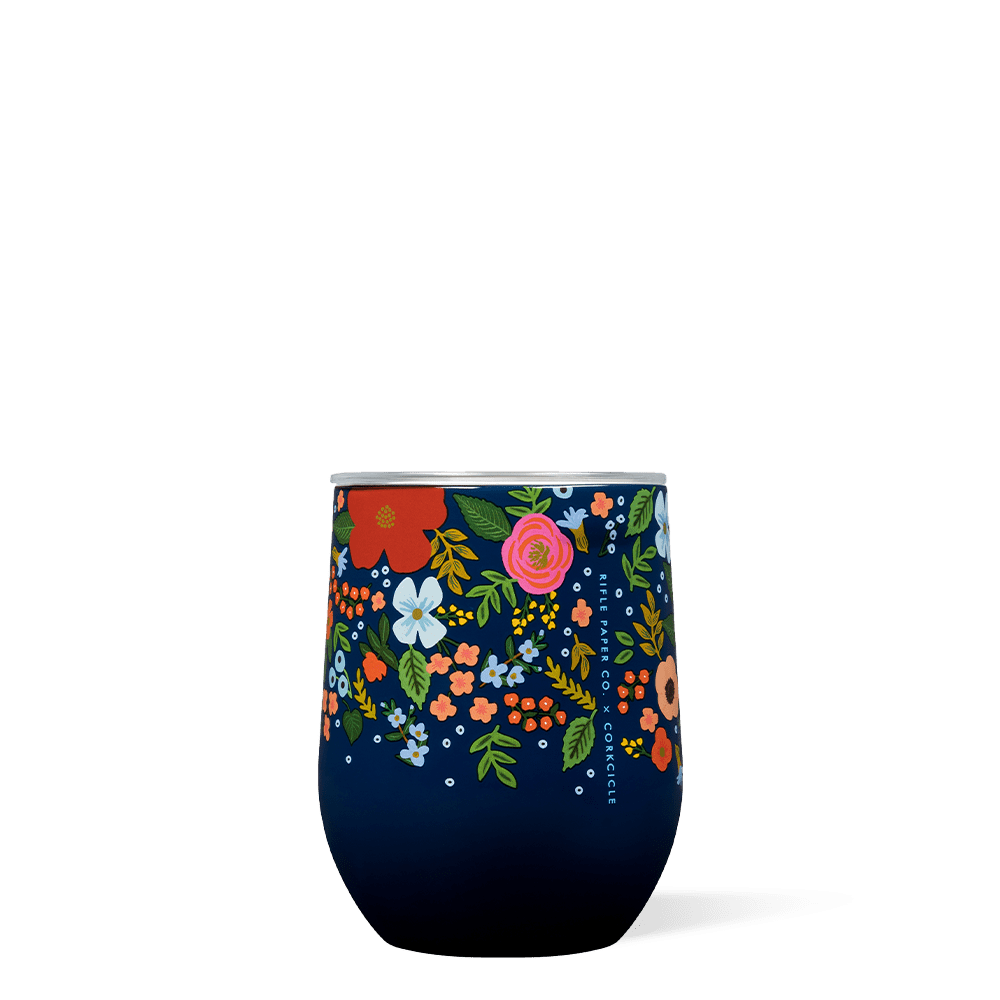 Corkcicle | Rifle Paper Co. Stemless Flute | 7oz | Garden Party Cream