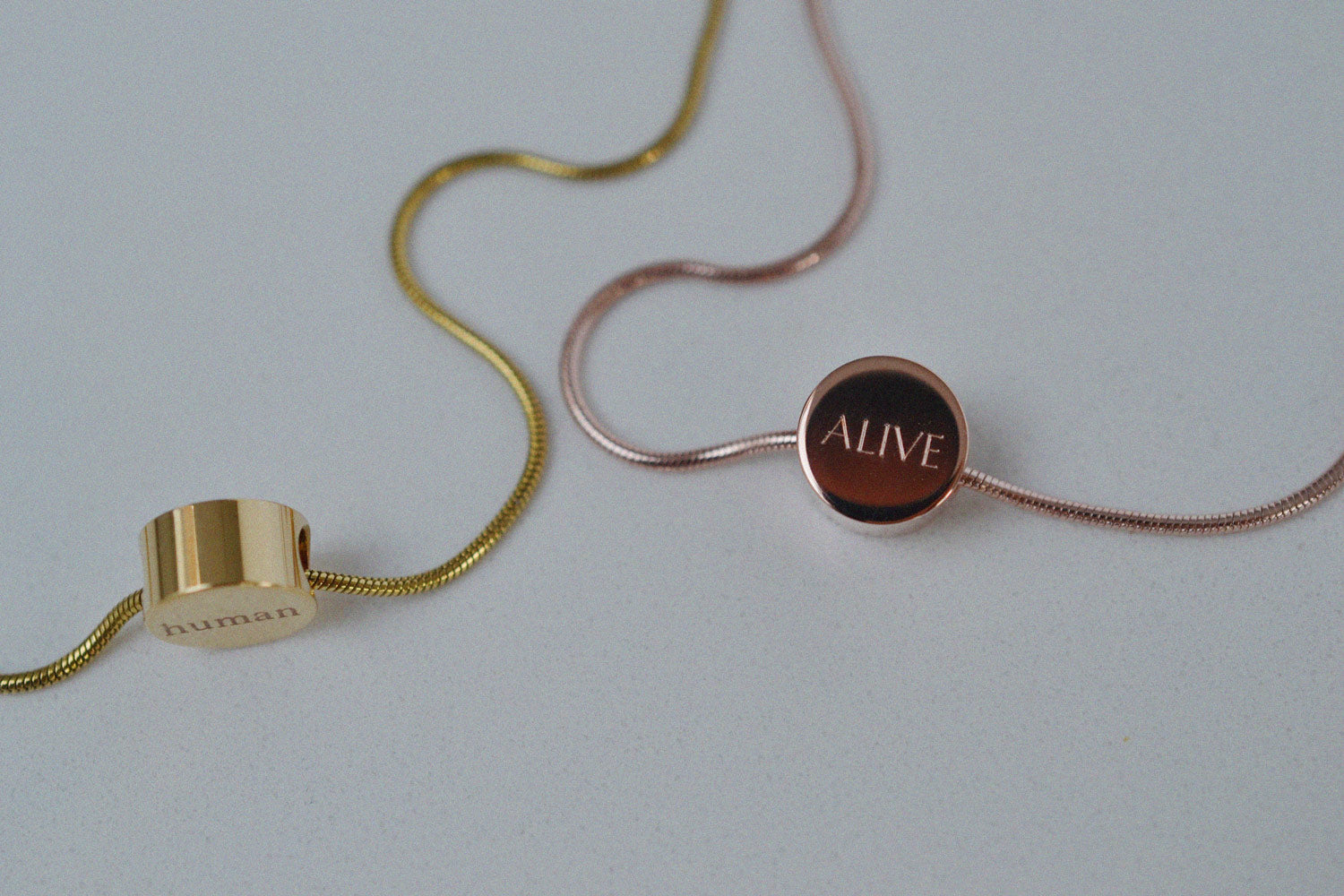 engraved gold necklace | engraved rose gold necklace | Alice-Made-This