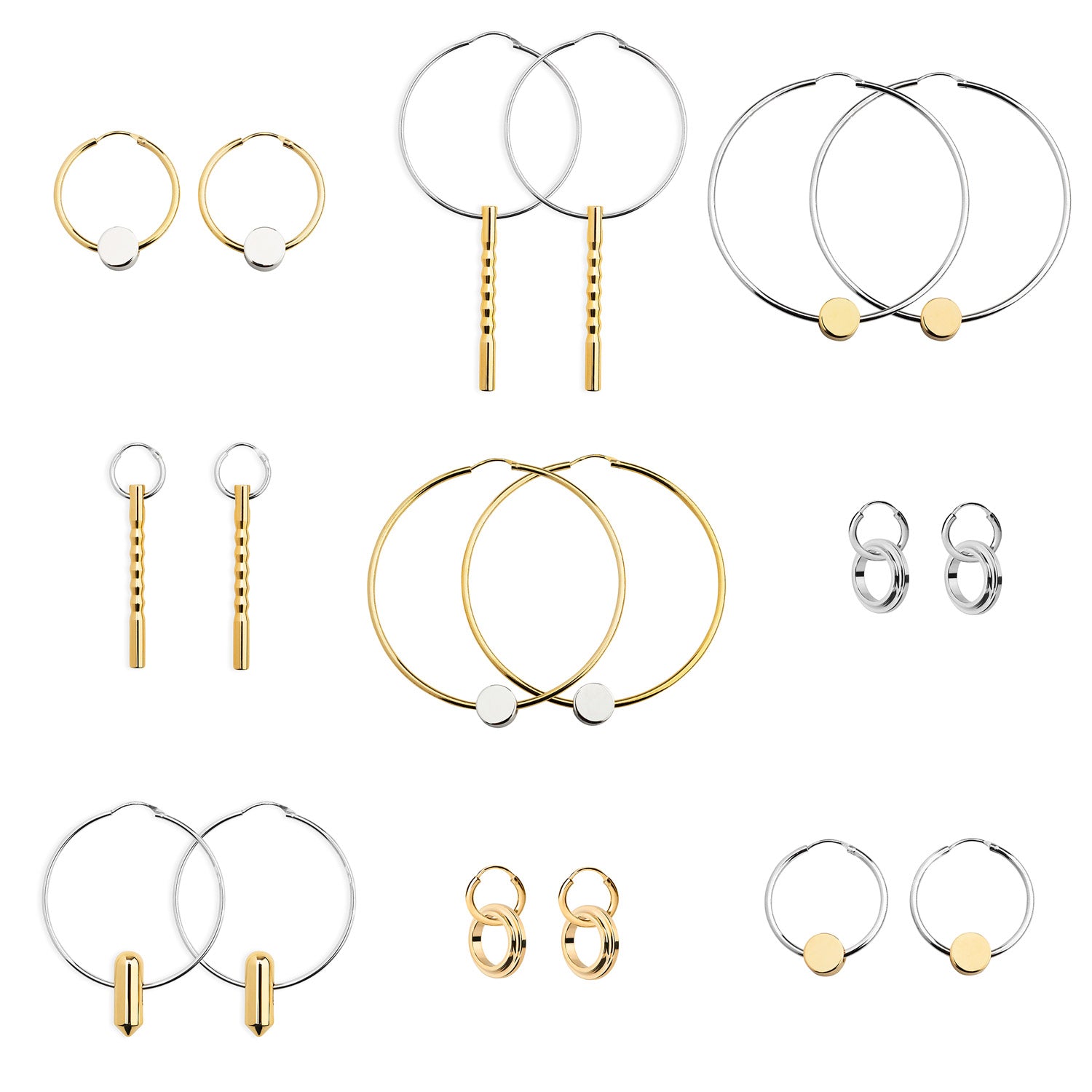 gold and silver hoop earrings | Alice Made This