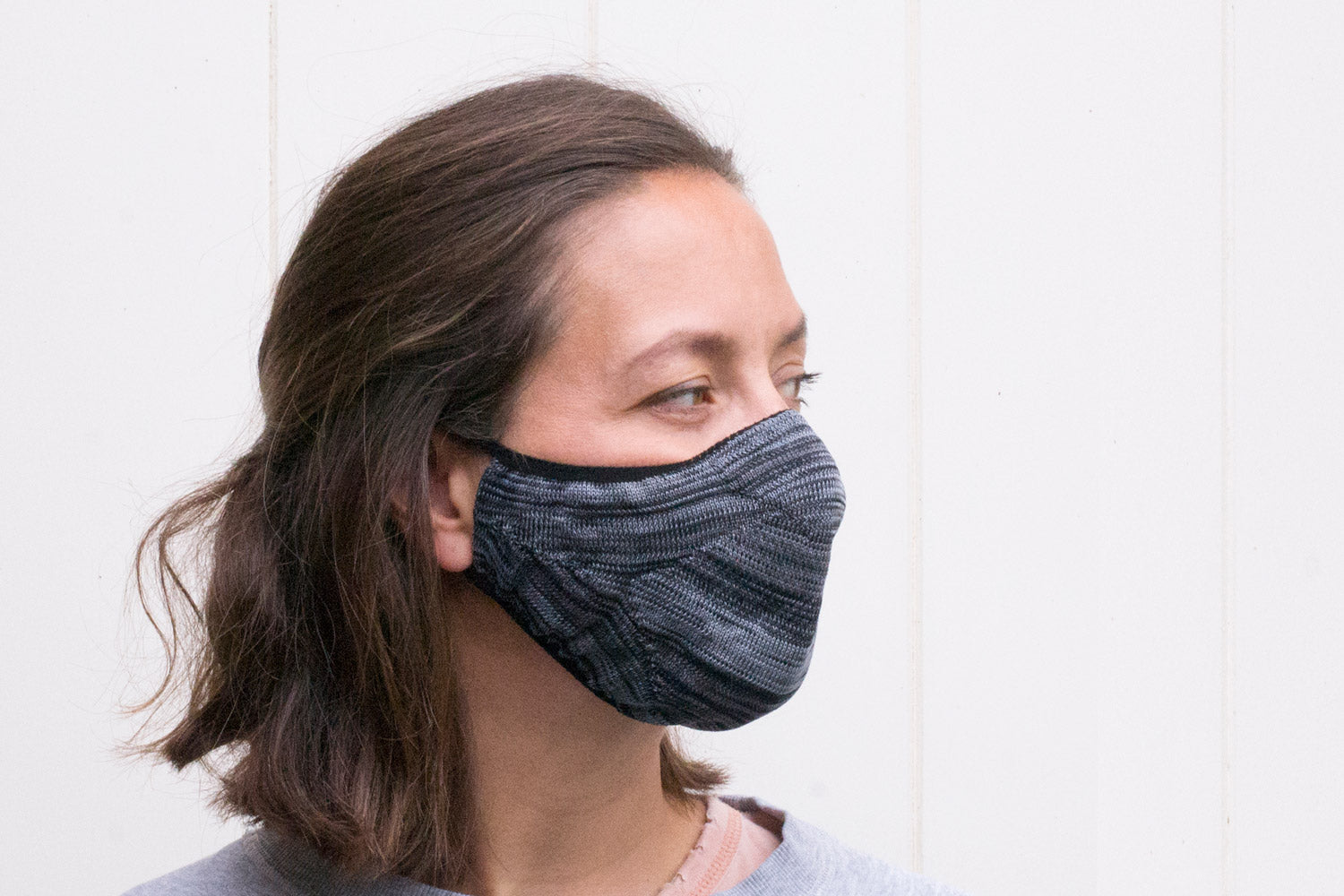 steel coloured reusable facemask | how to wear | reusable face mask