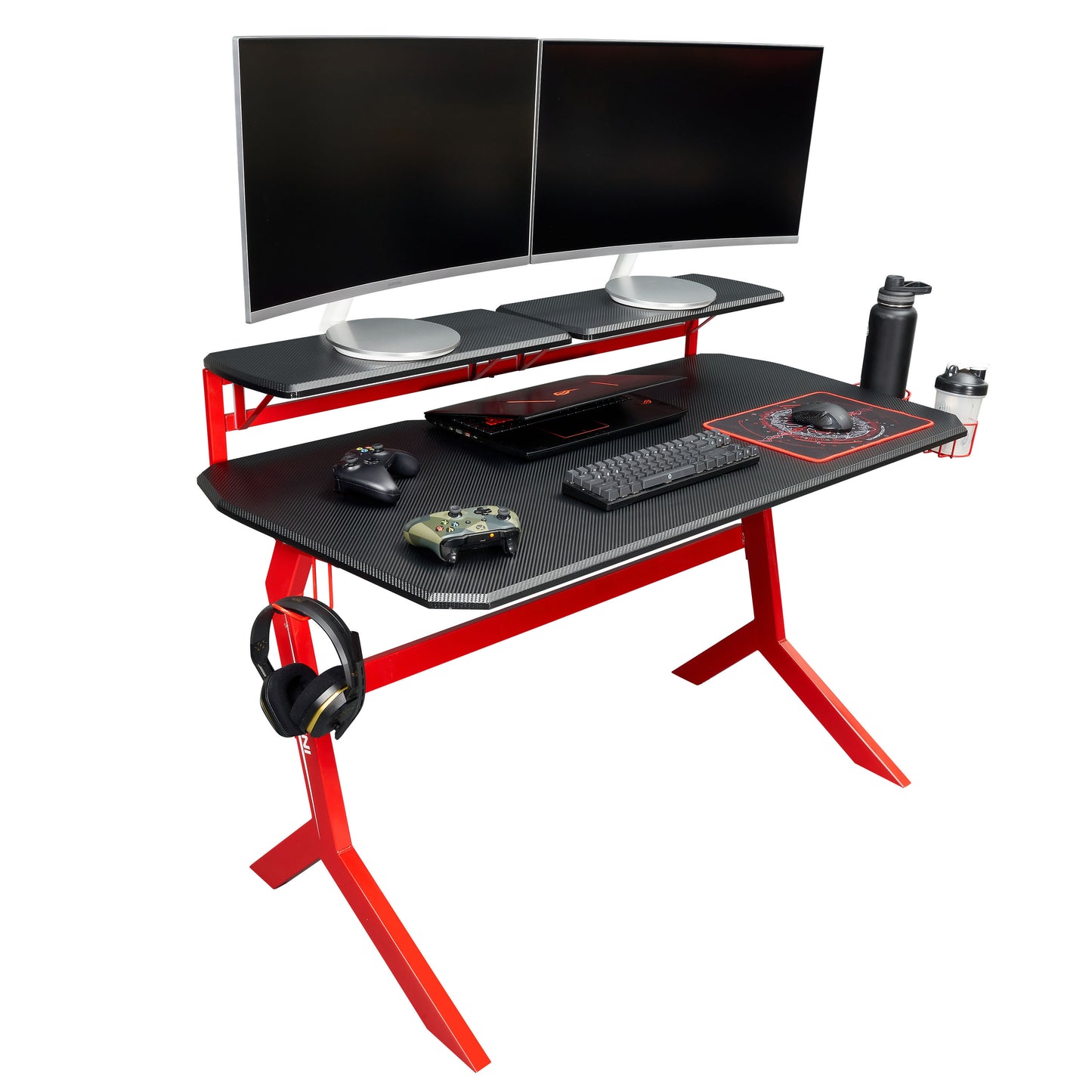 Techni Sport Red Stryker Gaming Desk, Red